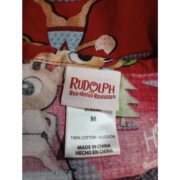 Rudolph Scrub Top Ladies Medium Red‎ V-Neck - Picture 6 of 7